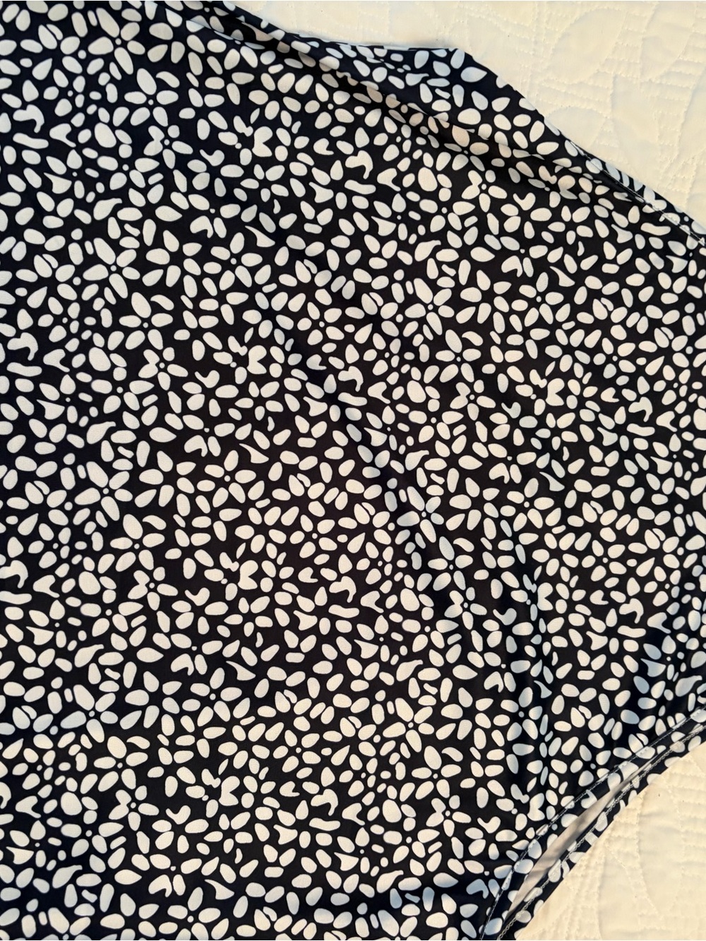 SHEIN Black and White Mini Dress with Petal Dot Print